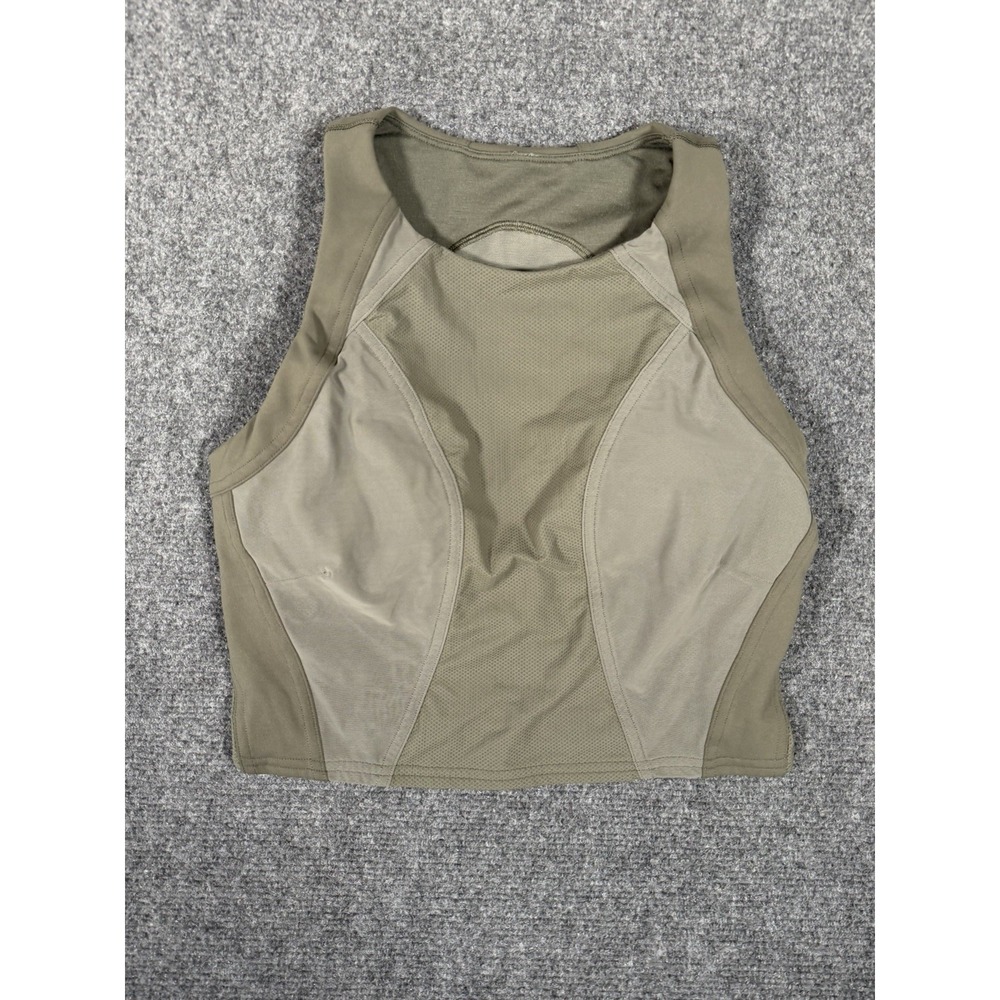 Lululemon Mesh Panelled Training Shelf Tank Top Womens Size 6 Green Yoga Running